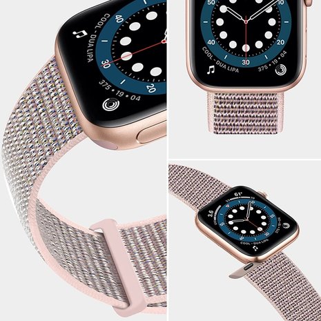 Strap-it® Strap-it Apple Watch 8 Nylon Loop Armband (Rosa)