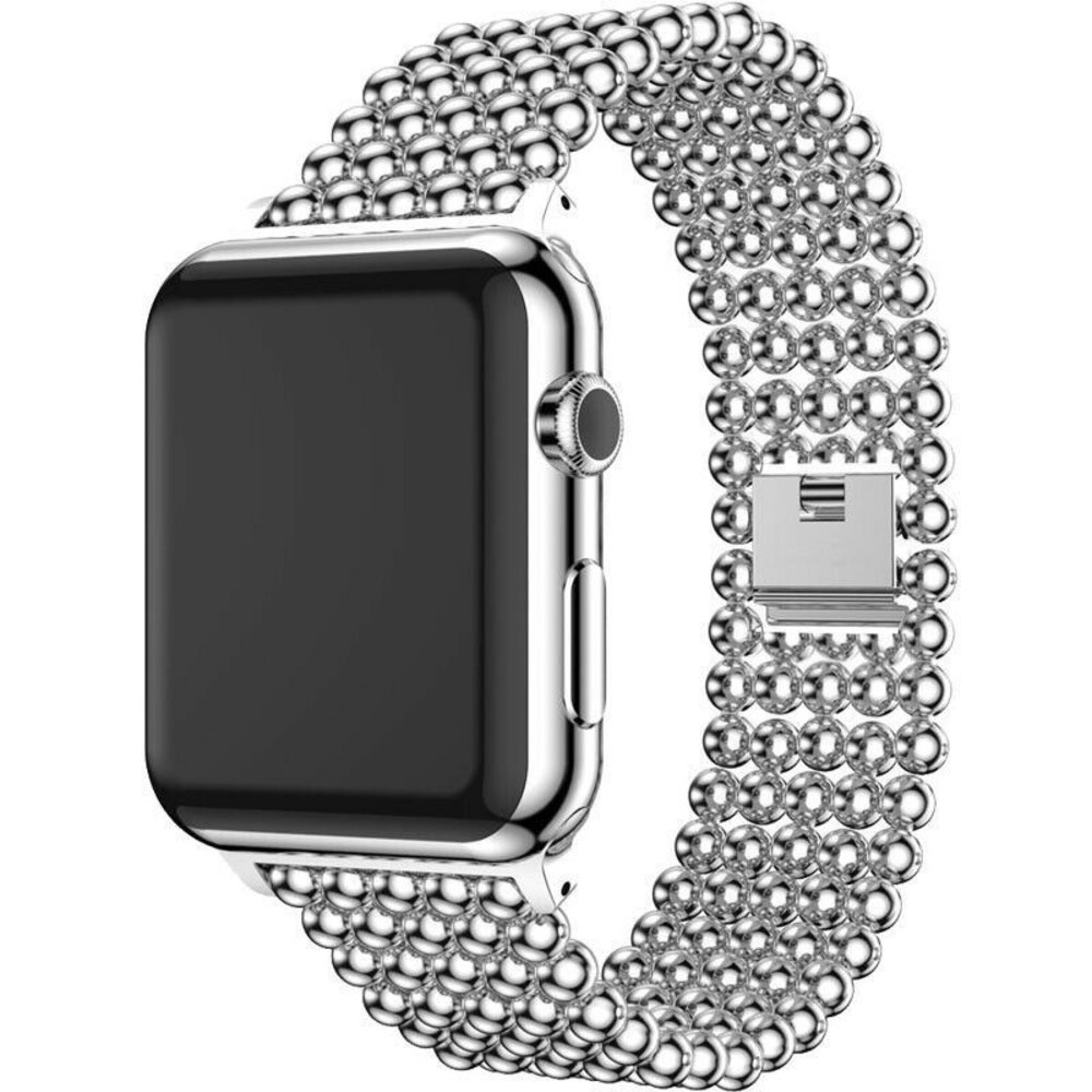 Strap-it® Strap-it Apple Watch 8 Stahlperlenarmband (Silber)