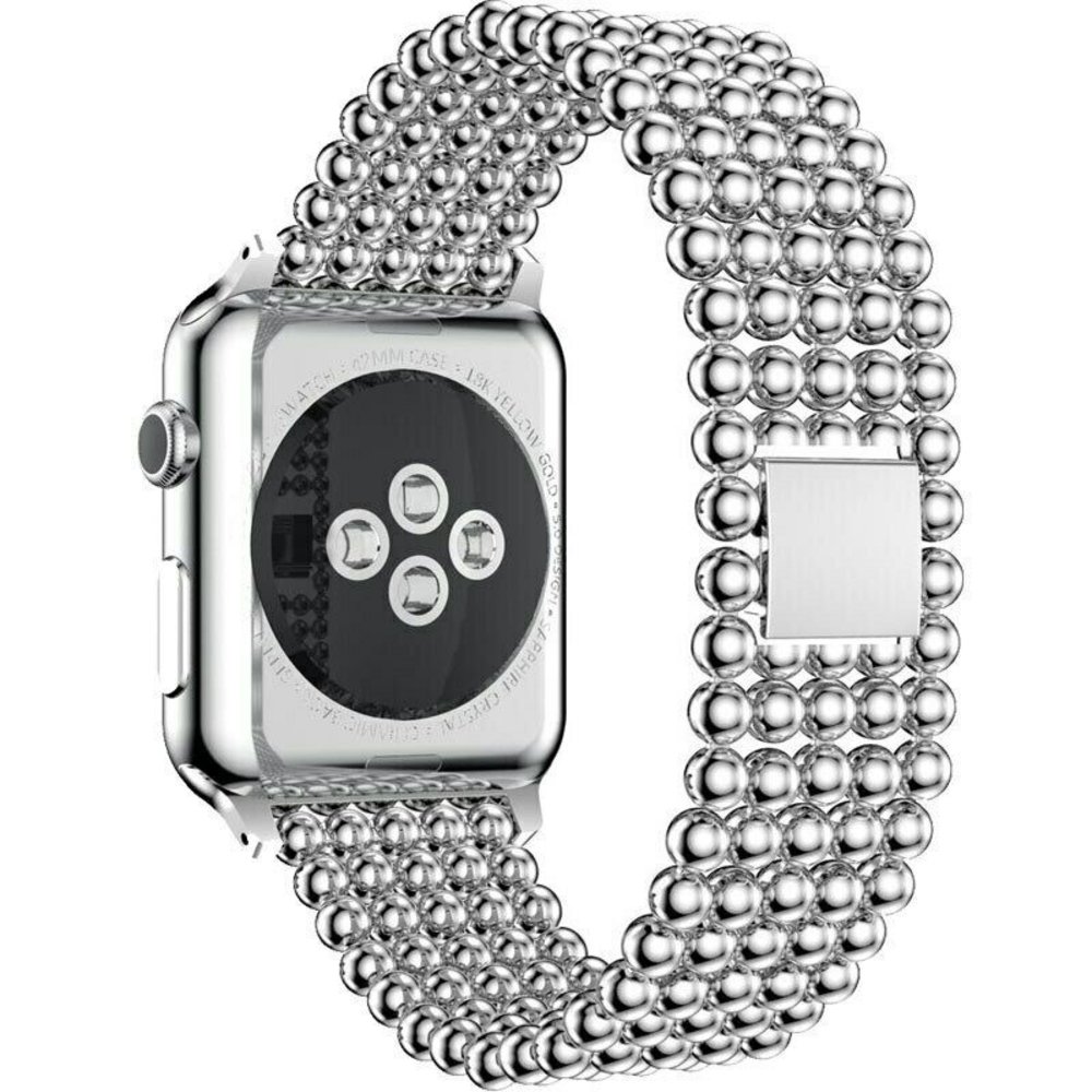 Strap-it® Strap-it Apple Watch 8 Stahlperlenarmband (Silber)