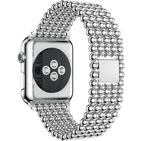 Strap-it® Strap-it Apple Watch 8 Stahlperlenarmband (Silber)