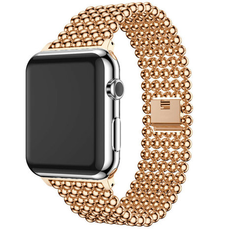 Strap-it® Strap-it Apple Watch 8 Stahlperlenarmband (Roségold)