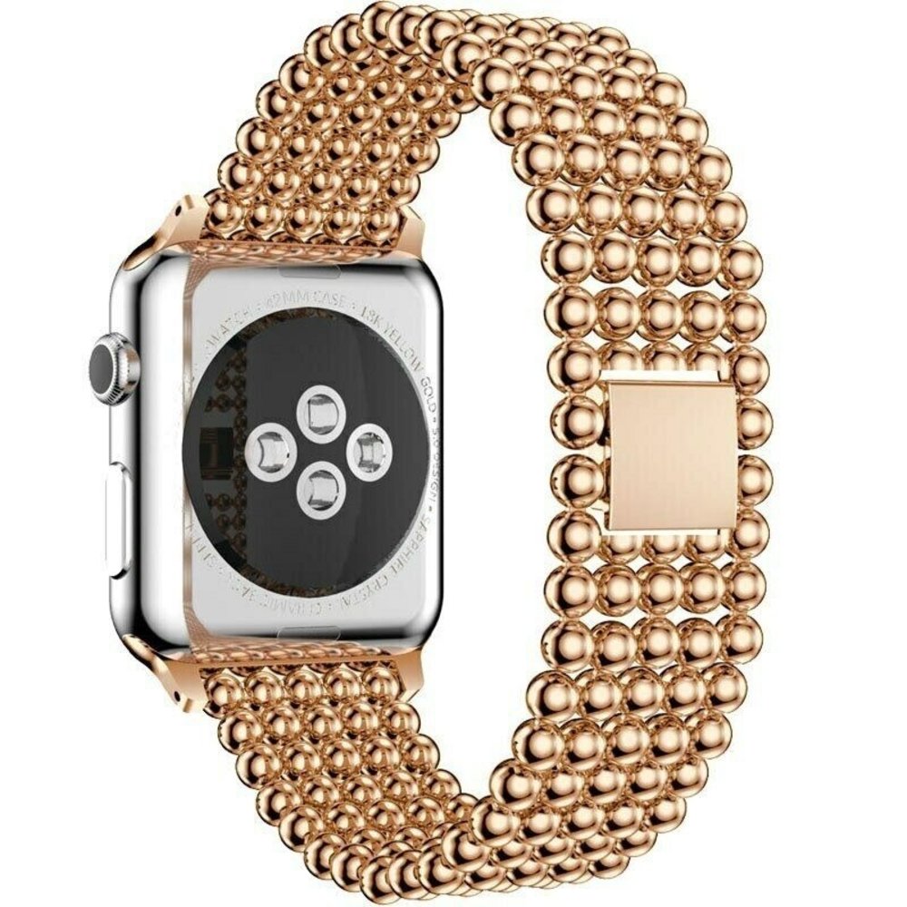 Strap-it® Strap-it Apple Watch 8 Stahlperlenarmband (Roségold)