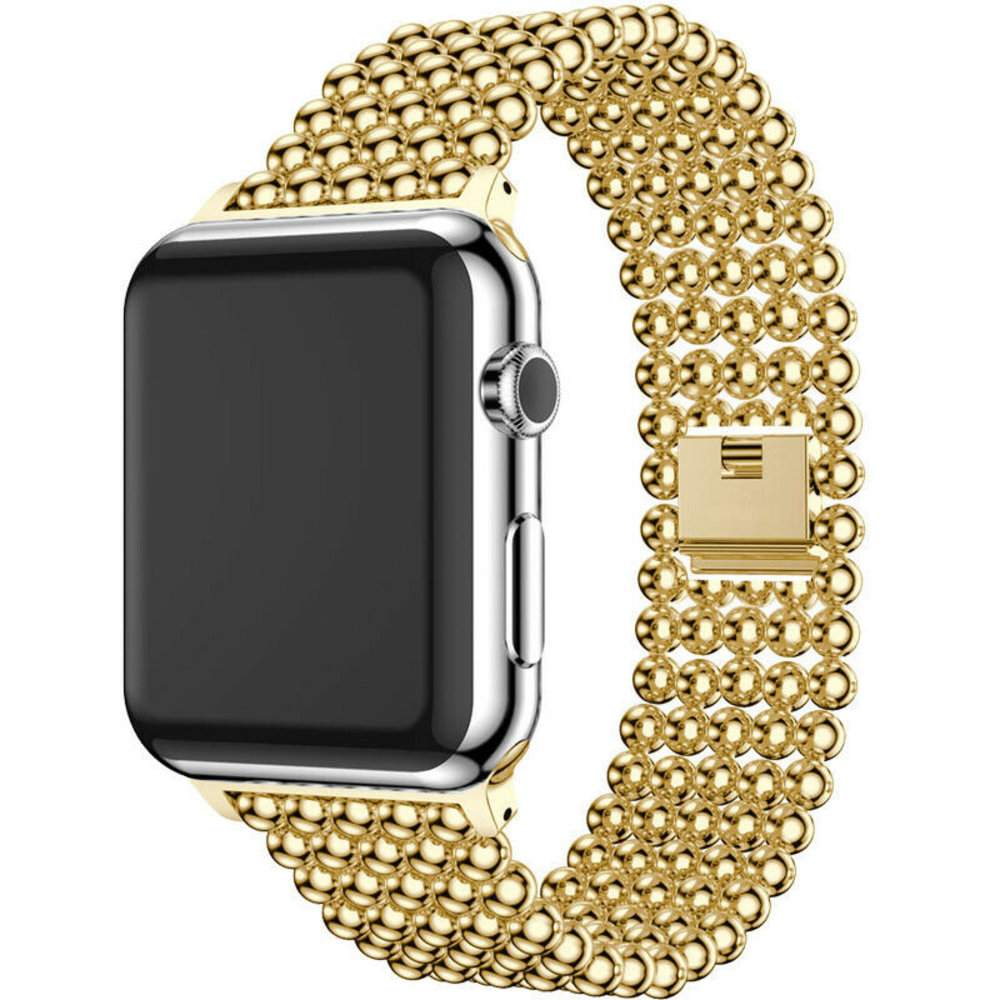 Strap-it® Strap-it Apple Watch 8 Stahlperlenarmband (Gold)