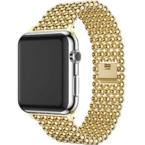 Strap-it® Strap-it Apple Watch 8 Stahlperlenarmband (Gold)