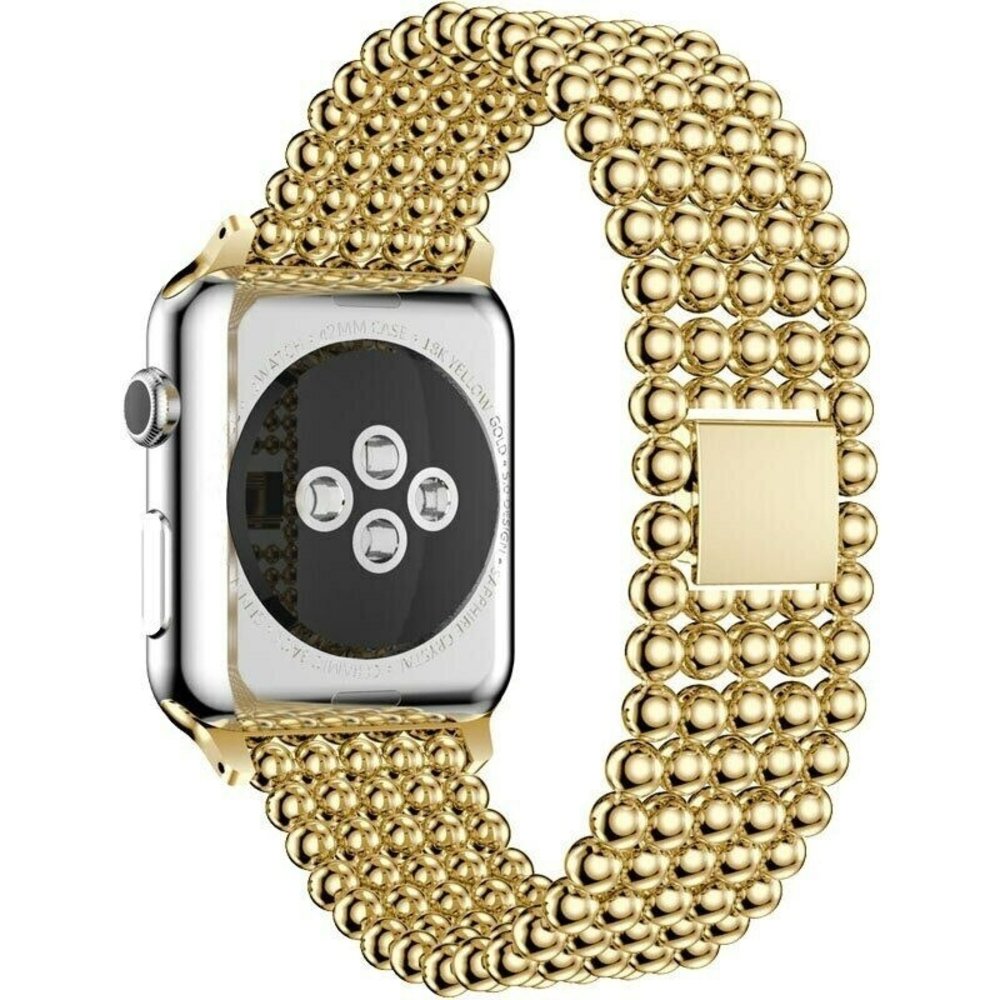 Strap-it® Strap-it Apple Watch 8 Stahlperlenarmband (Gold)