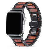 Strap-it® Apple Watch 8 Stahl-/Holz Armband (Schwarz/Braun) Strap-it® Apple Watch 8 Stahl-/Holz Armband (Schwarz/Braun)