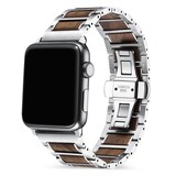Strap-it® Apple Watch 8 Stahl-/Holz Armband (Silber/Braun) Strap-it® Apple Watch 8 Stahl-/Holz Armband (Silber/Braun)