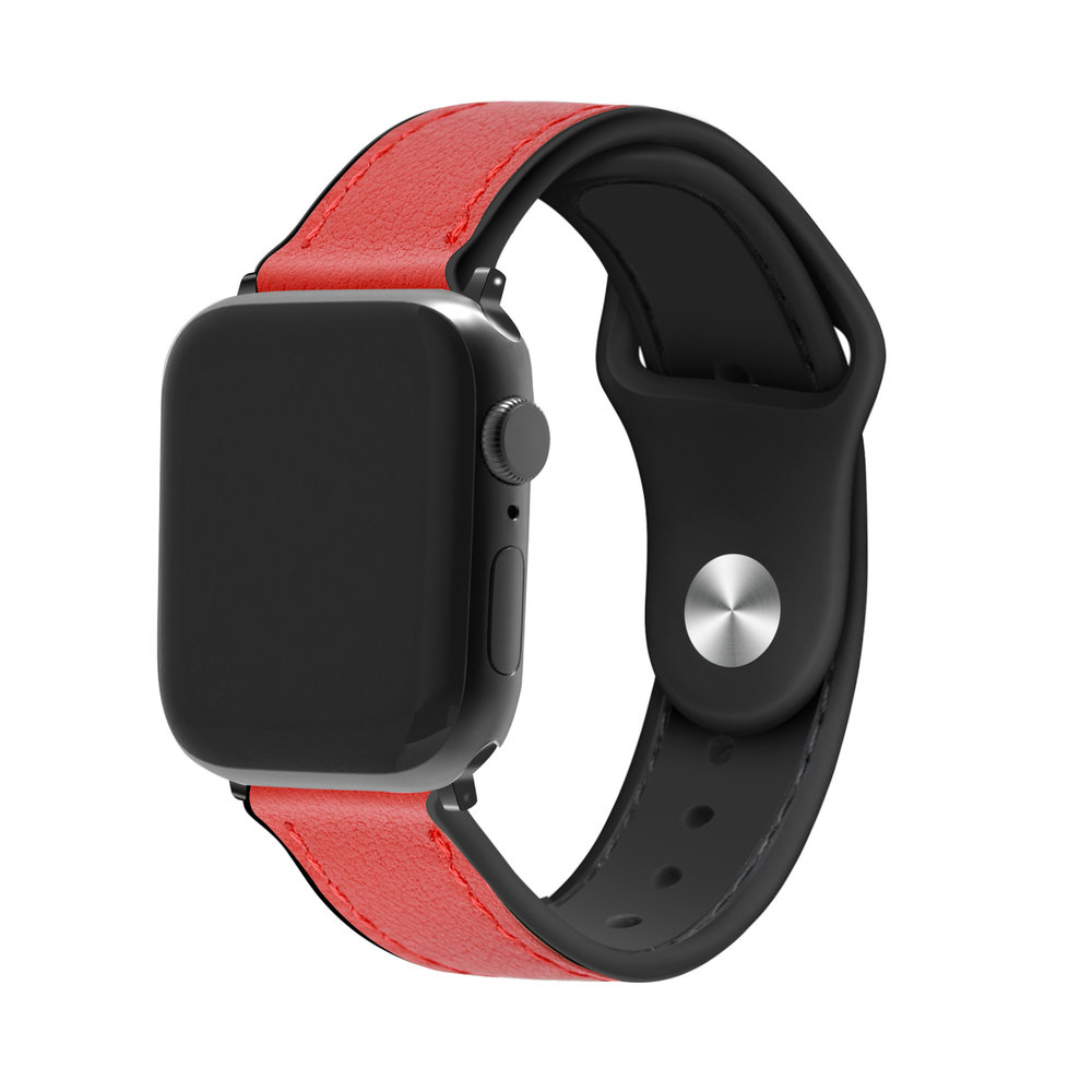 Strap-it® Strap-it Apple Watch 8 Leder-Hybridarmband (Rot)