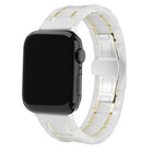 Strap-it® Strap-it Apple Watch 8 Keramik-Stahlarmband (Weiß/Gold)