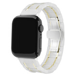 Strap-it® Apple Watch 8 Keramik-Stahlarmband (Weiß/Gold) Strap-it® Apple Watch 8 Keramik-Stahlarmband (Weiß/Gold)
