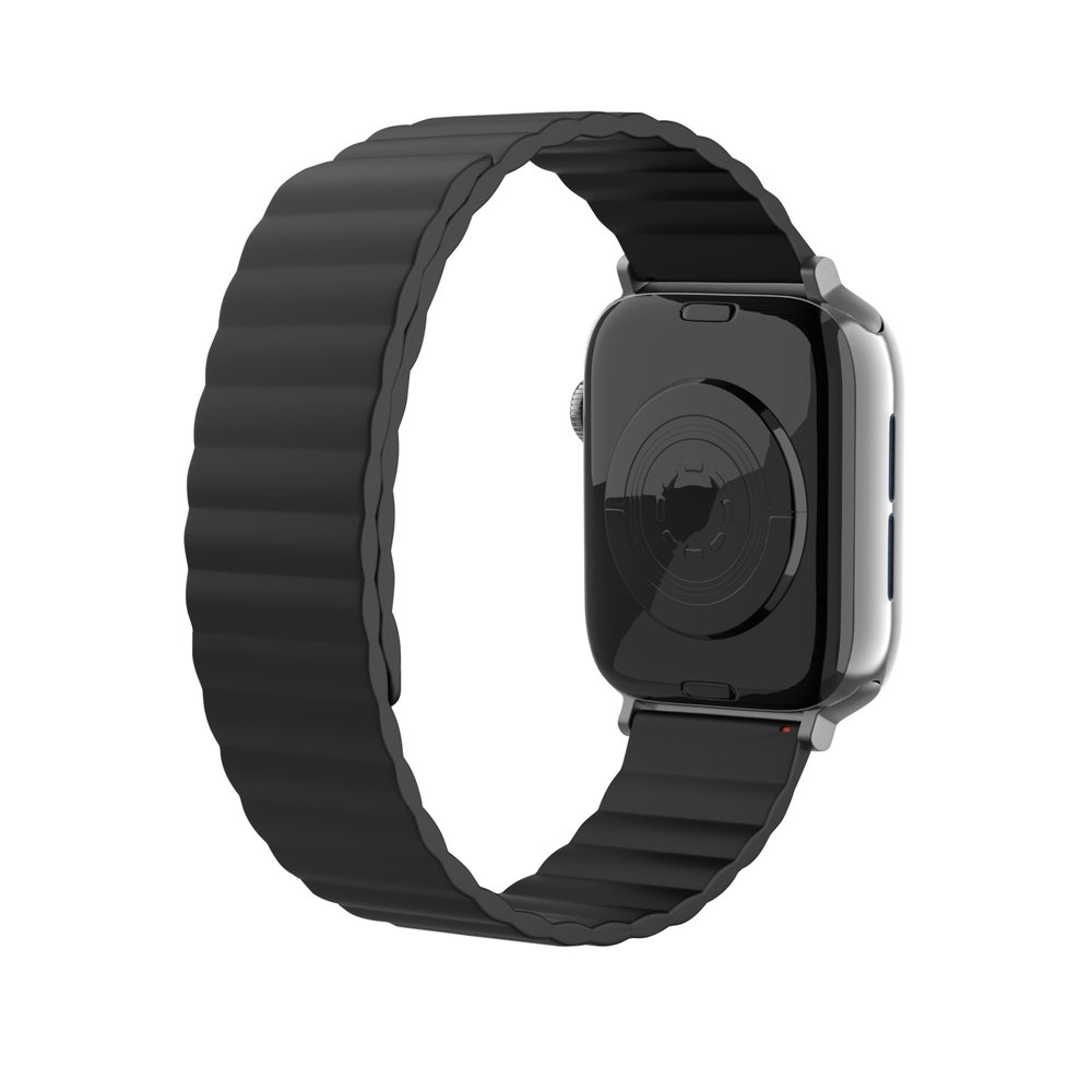 Strap-it® Strap-it Apple Watch 8 Magnetisches Silikonarmband (Schwarz)