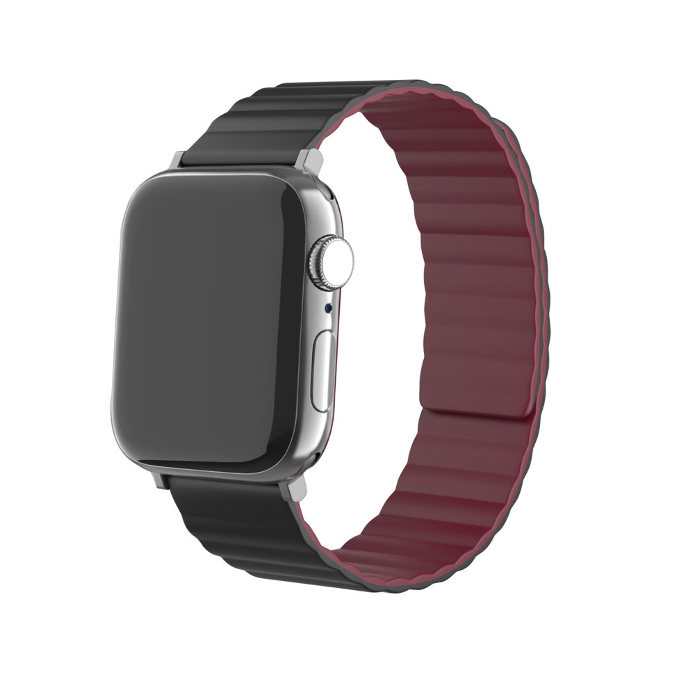 Strap-it® Strap-it Apple Watch 8 Magnetisches Silikonarmband (Schwarz/Rot) Strap-it® Strap-it Apple Watch 8 Magnetisches Silikonarmband (Schwarz/Rot)