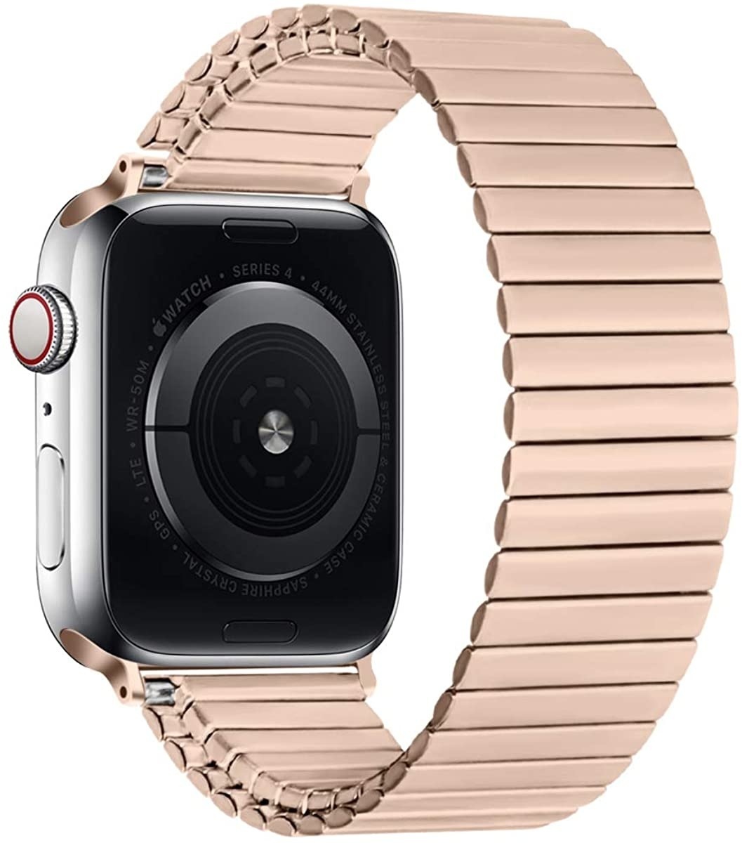 Apple Watch 8 Stahl Stretchband Rosegold Smartwatcharmbaender