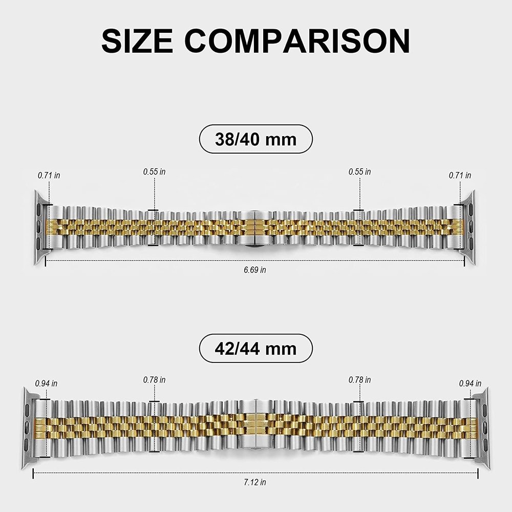 Strap-it® Strap-It Apple Watch Ultra Jubilee Stahlarmband (Silber/Gold) Strap-it® Strap-It Apple Watch Ultra Jubilee Stahlarmband (Silber/Gold)