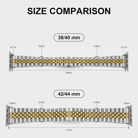 Strap-it® Strap-It Apple Watch Ultra Jubilee Stahlarmband (Silber/Gold) Strap-it® Strap-It Apple Watch Ultra Jubilee Stahlarmband (Silber/Gold)