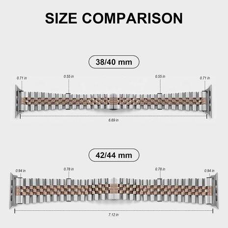 Strap-it® Strap-It Apple Watch Ultra Jubilee Stahlarmband (Silber/Roségold) Strap-it® Strap-It Apple Watch Ultra Jubilee Stahlarmband (Silber/Roségold)