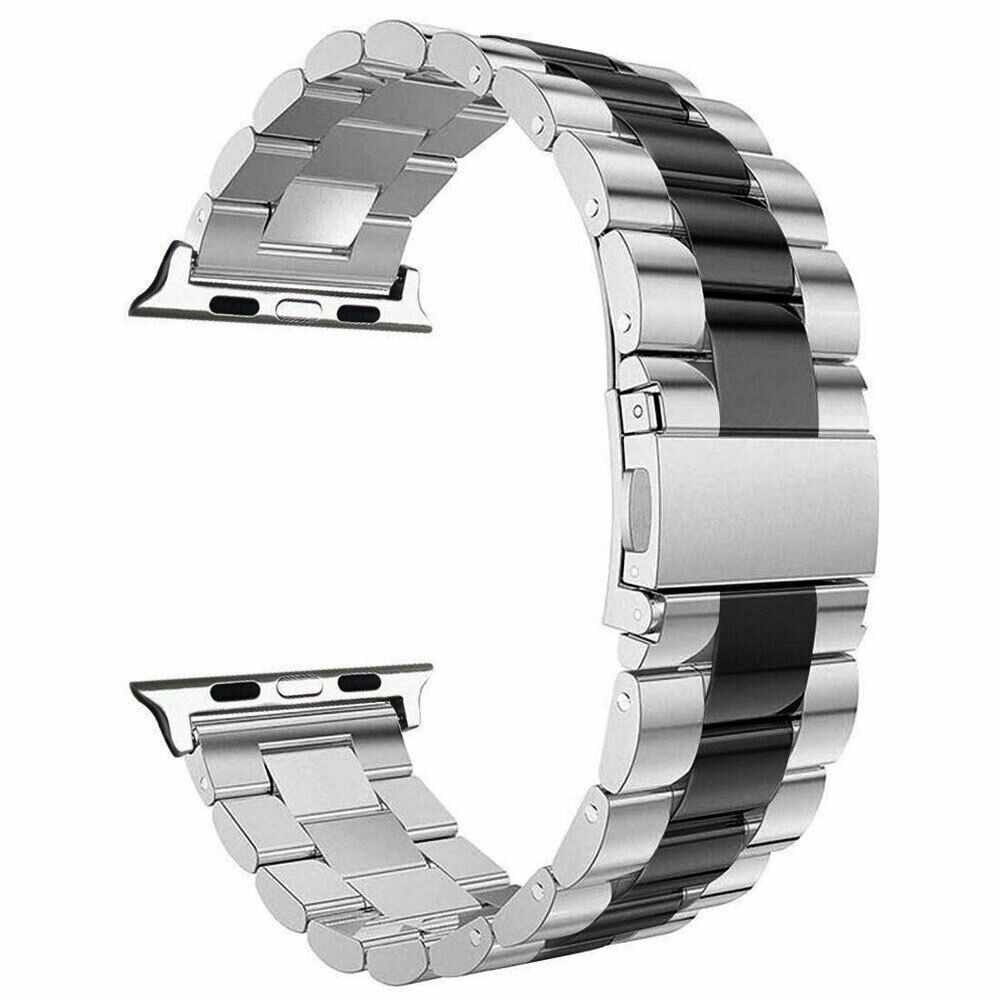 Strap-it® Strap-It Apple Watch Ultra Stahlarmband (Silber/Schwarz)