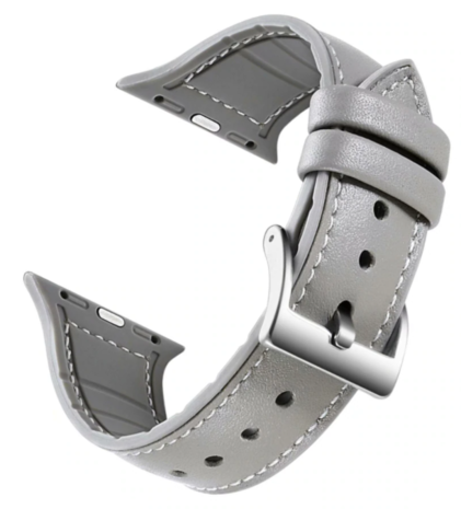 Strap-it® Strap-It Apple Watch Ultra Lederarmband (Weiß/Grau) Strap-it® Strap-It Apple Watch Ultra Lederarmband (Weiß/Grau)