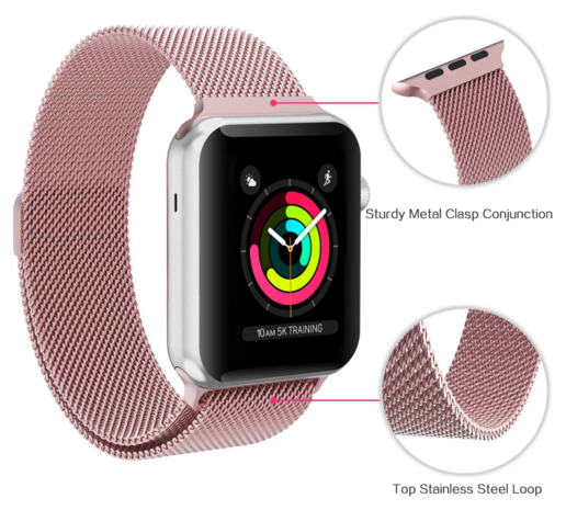 Strap-it® Strap-It Apple Watch Ultra Milanese Armband (Rosa) Strap-it® Strap-It Apple Watch Ultra Milanese Armband (Rosa)