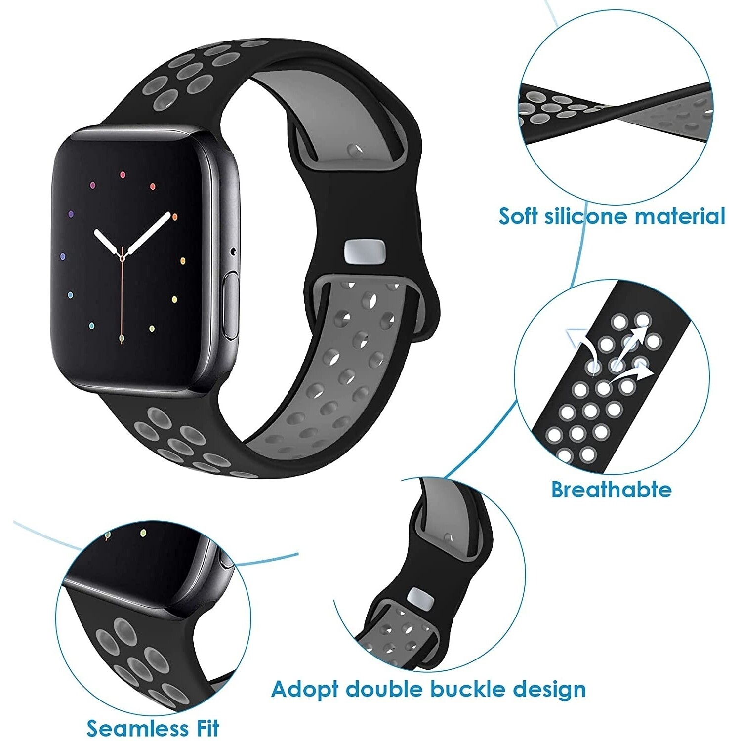 Apple Watch Ultra Armband Sport Schwarz Grau Smartwatcharmbaender