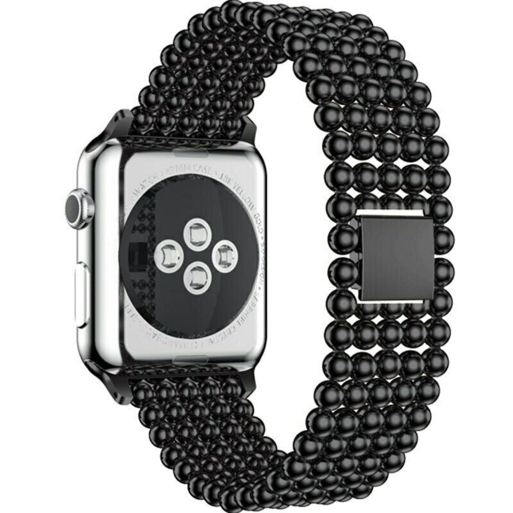 Strap-it® Strap-It Apple Watch Ultra Stahlperlenarmband (Schwarz)