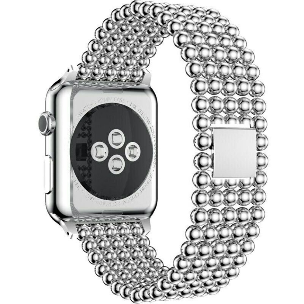Strap-it® Strap-It Apple Watch Ultra Stahlperlenarmband (Silber)