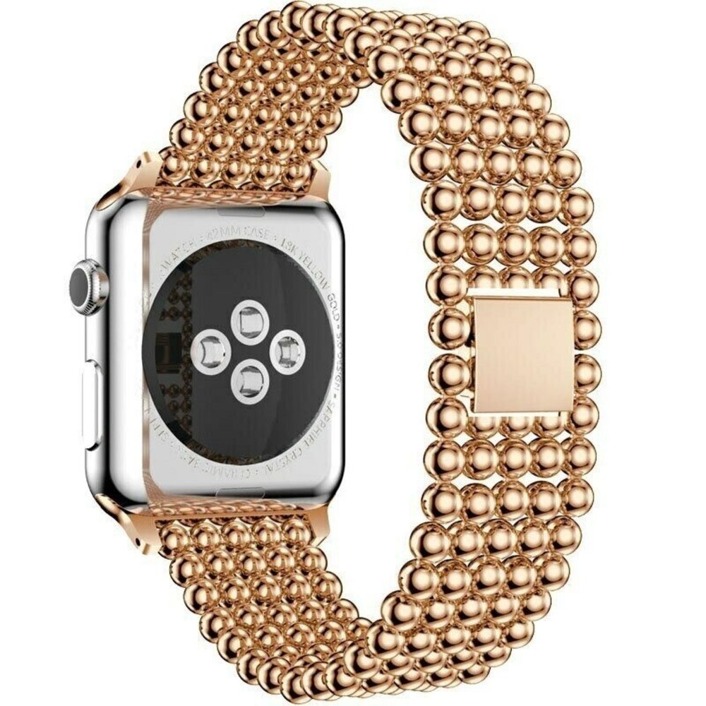 Strap-it® Strap-It Apple Watch Ultra Stahlperlenarmband (Roségold)