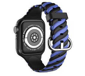 Strap-it® Apple Watch Ultra Twisted Silikonarmband (Schwarz/Blau) Strap-it® Apple Watch Ultra Twisted Silikonarmband (Schwarz/Blau)