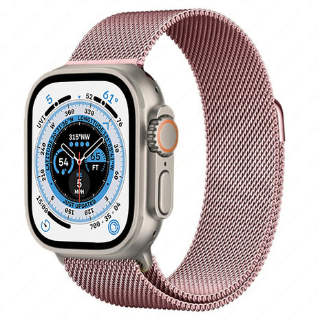 Strap-it® Strap-It Apple Watch Ultra Milanese Armband (Rosa) Strap-it® Strap-It Apple Watch Ultra Milanese Armband (Rosa)