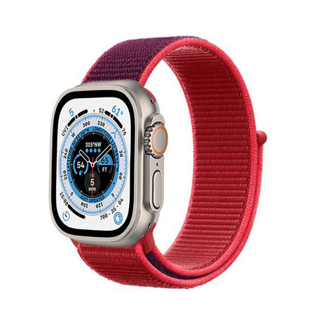 Strap-it® Strap-It Apple Watch Ultra Nylonarmband (Lila/Rot)