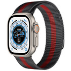 Strap-it® Strap-It Apple Watch Ultra Milanese Armband (Schwarz/Rot)