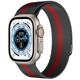 Strap-it® Apple Watch Ultra Milanese Armband (Schwarz/Rot) Strap-it® Apple Watch Ultra Milanese Armband (Schwarz/Rot)