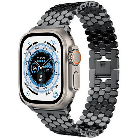 Strap-it® Strap-It Apple Watch Ultra Fischarmband Stahl (Schwarz)