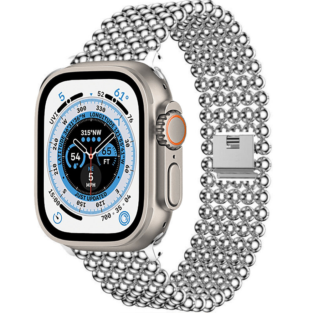Strap-it® Strap-It Apple Watch Ultra Stahlperlenarmband (Silber)