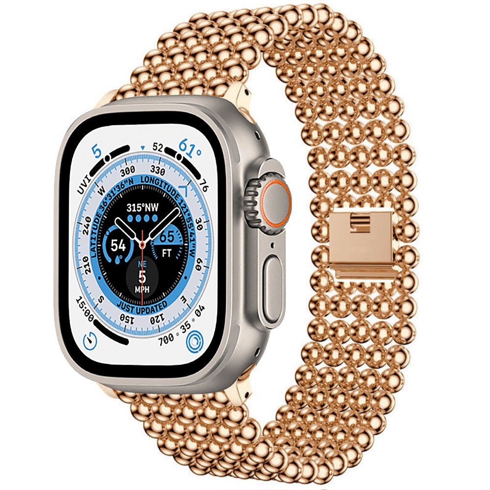 Strap-it® Strap-It Apple Watch Ultra Stahlperlenarmband (Roségold)
