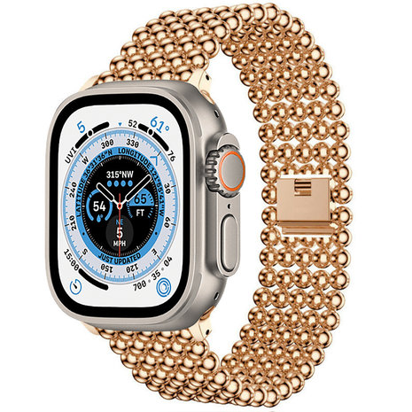 Strap-it® Strap-It Apple Watch Ultra Stahlperlenarmband (Roségold)