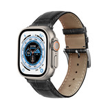 Strap-it® Apple Watch Ultra Lederarmband mit Krokoprägung (Schwarz)