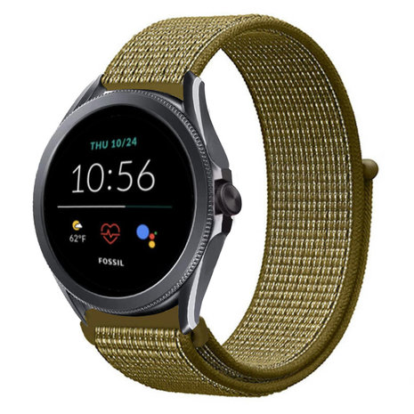 Strap-it® Strap-it Fossil Gen 5e - 44mm Nylon Armband (Oliv)