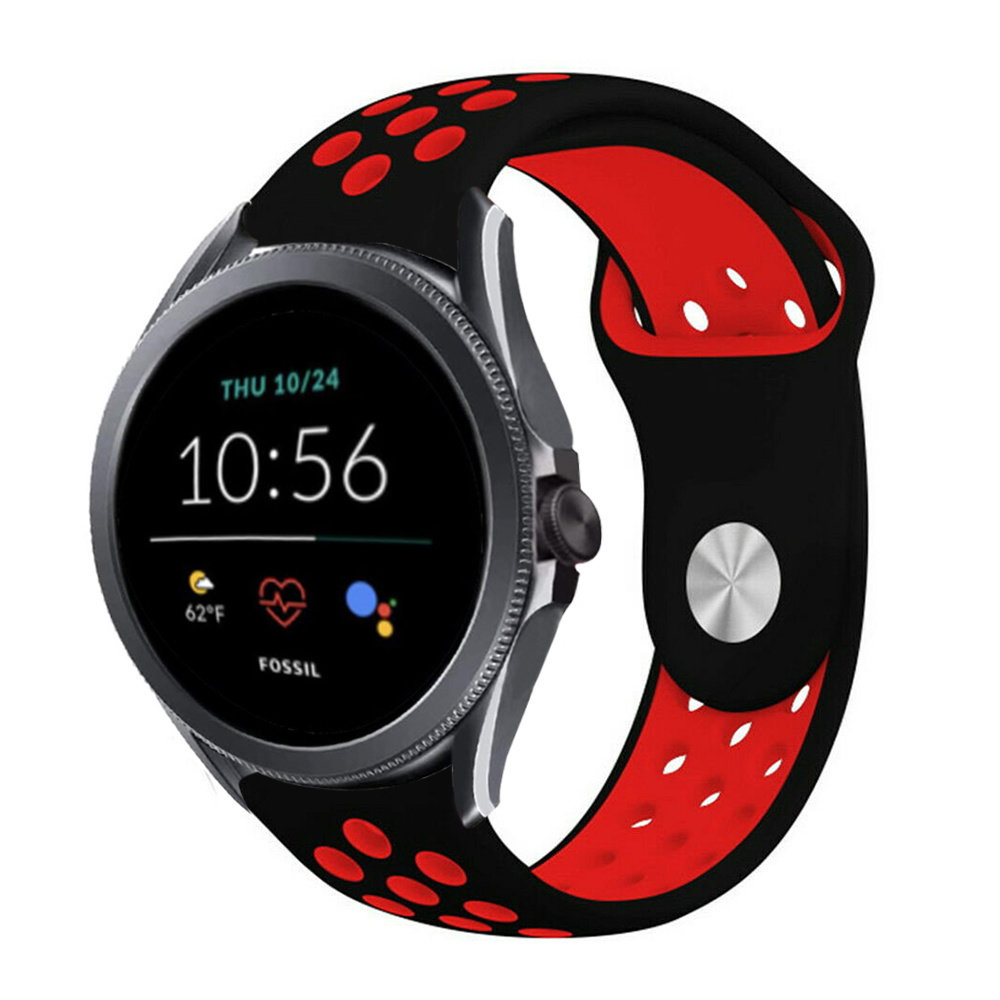 Strap-it® Strap-it Fossil Gen 5e - 44mm Sportarmband (Schwarz/Rot)