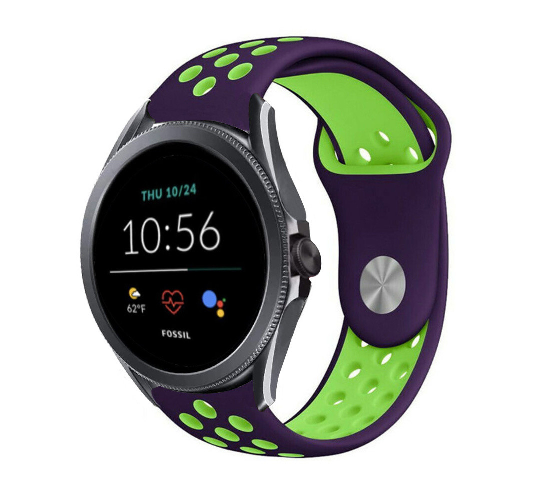 Strap-it® Strap-it Fossil Gen 5e - 44mm Sportarmband (Lila/Grün) Strap-it® Strap-it Fossil Gen 5e - 44mm Sportarmband (Lila/Grün)