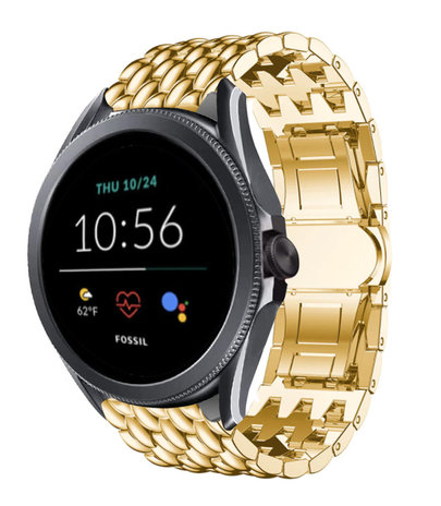 Strap-it® Strap-it Fossil Gen 5e - 44mm Drache Stahlband (Gold)