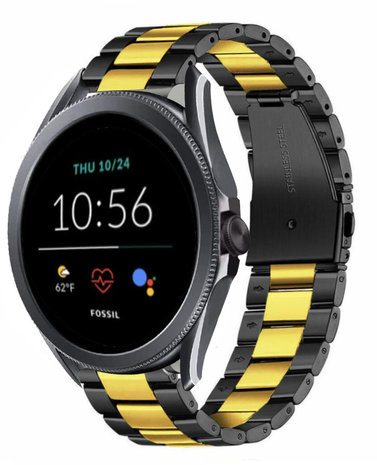 Strap-it® Strap-it Fossil Gen 5e - 44mm Stahlarmband (Schwarz/gold) Strap-it® Strap-it Fossil Gen 5e - 44mm Stahlarmband (Schwarz/gold)