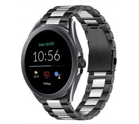 Strap-it® Fossil Gen 5e - 44mm Stahlarmband (Schwarz/Silber) Strap-it® Fossil Gen 5e - 44mm Stahlarmband (Schwarz/Silber)