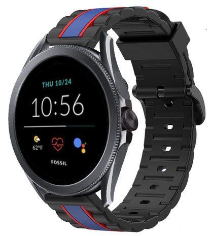Strap-it® Strap-it Fossil Gen 5e - 44mm Special Edition Armband (Schwarz/Blau)