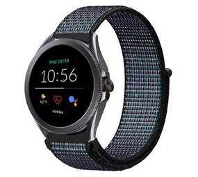 Strap-it® Fossil Gen 5e - 44mm Nylon Armband (Schwarz/Blau) Strap-it® Fossil Gen 5e - 44mm Nylon Armband (Schwarz/Blau)