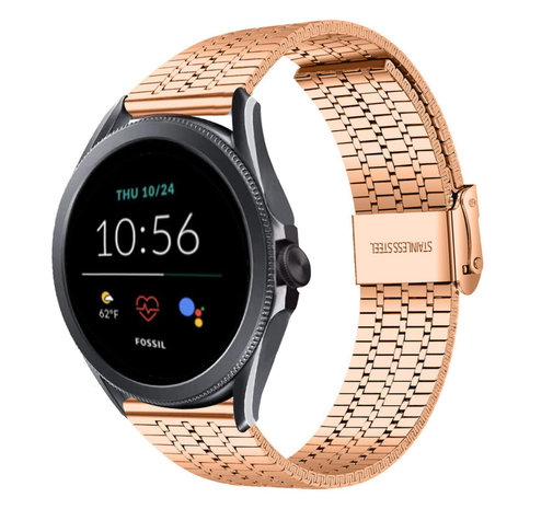 Strap-it® Strap-it Fossil Gen 5e - 44mm Edelstahlarmband (Rosagold)