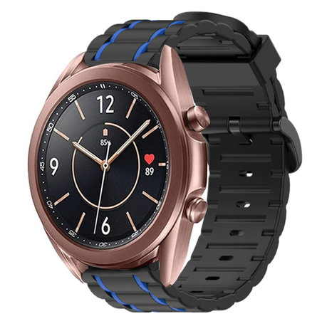 Strap-it® Strap-it Samsung Galaxy Watch 3 41mm Sport Schnallenarmband (Schwarz/Blau)