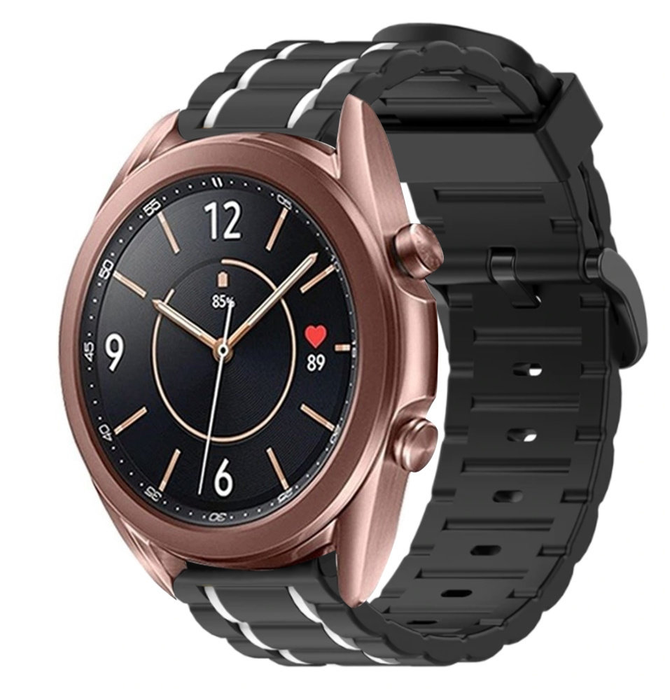 Strap-it® Strap-it Samsung Galaxy Watch 3 41mm Sport Schnallenarmband (Schwarz/Weiß)