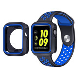 Strap-it® Apple Watch 7 Sportarmband + TPU-Hülle (Schwarz/Blau) Strap-it® Apple Watch 7 Sportarmband + TPU-Hülle (Schwarz/Blau)
