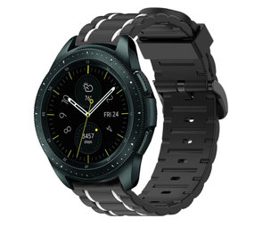 Strap-it® Samsung Galaxy Watch 42mm Sport Schnallenarmband (Schwarz/Weiß) Strap-it® Samsung Galaxy Watch 42mm Sport Schnallenarmband (Schwarz/Weiß)